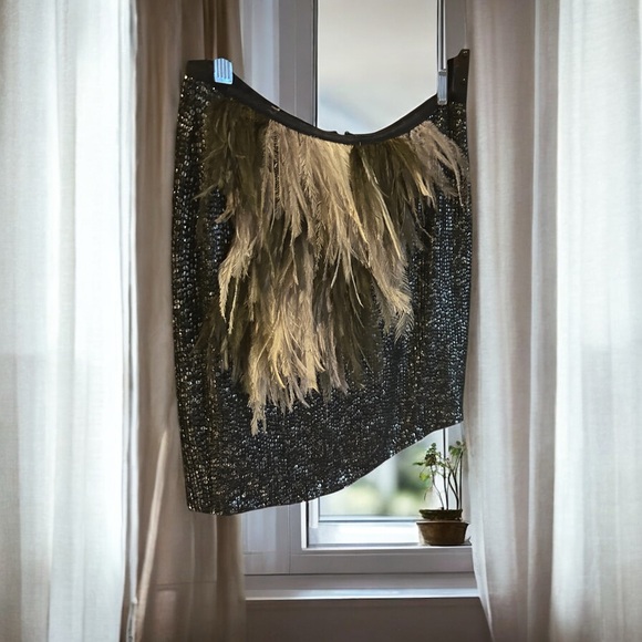 J CREW COLLECTION Naomi Feather Sequin Embellished SILK Mini Skirt 0 - Picture 15 of 15